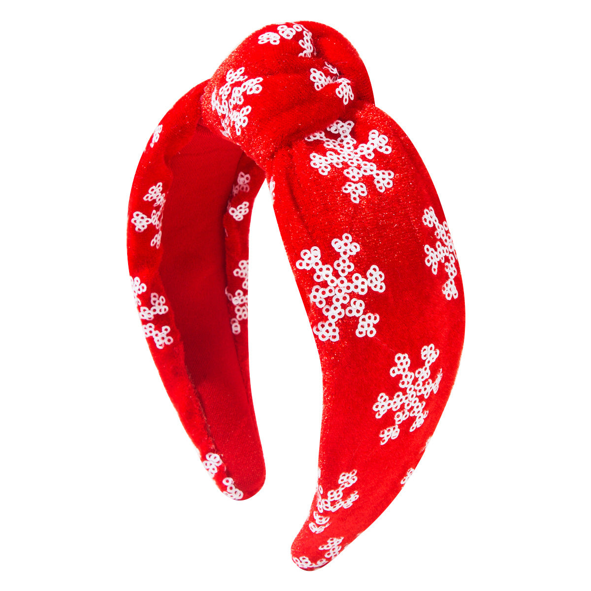 Wholesale Christmas headband wide-brimmed knotted sequined snowflake hair accessories